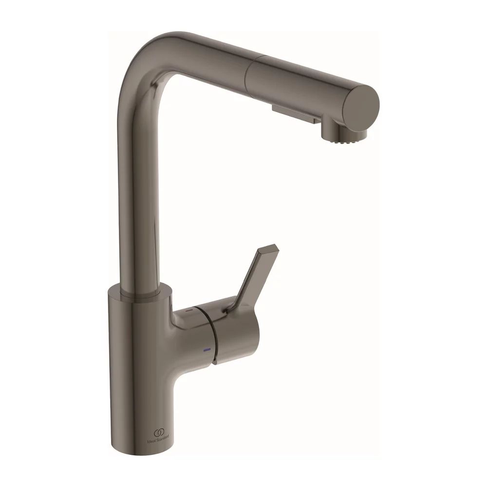 Baterie bucatarie cu dus extactibil Ideal Standard Gusto 295 gri Magnetic Grey 2 tipuri de jet