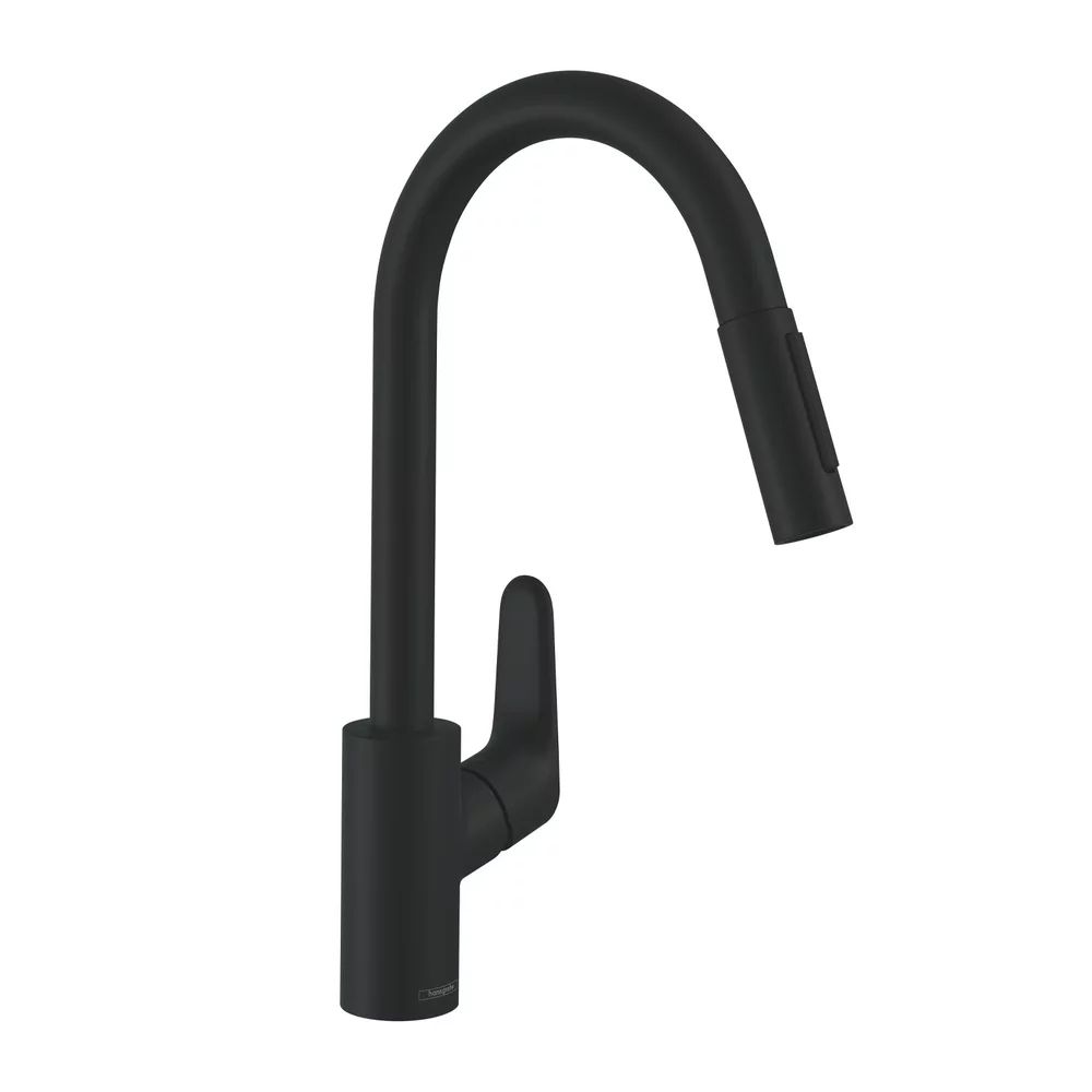 Baterie bucatarie cu dus extractibil Hansgrohe Focus M41 240 negru mat