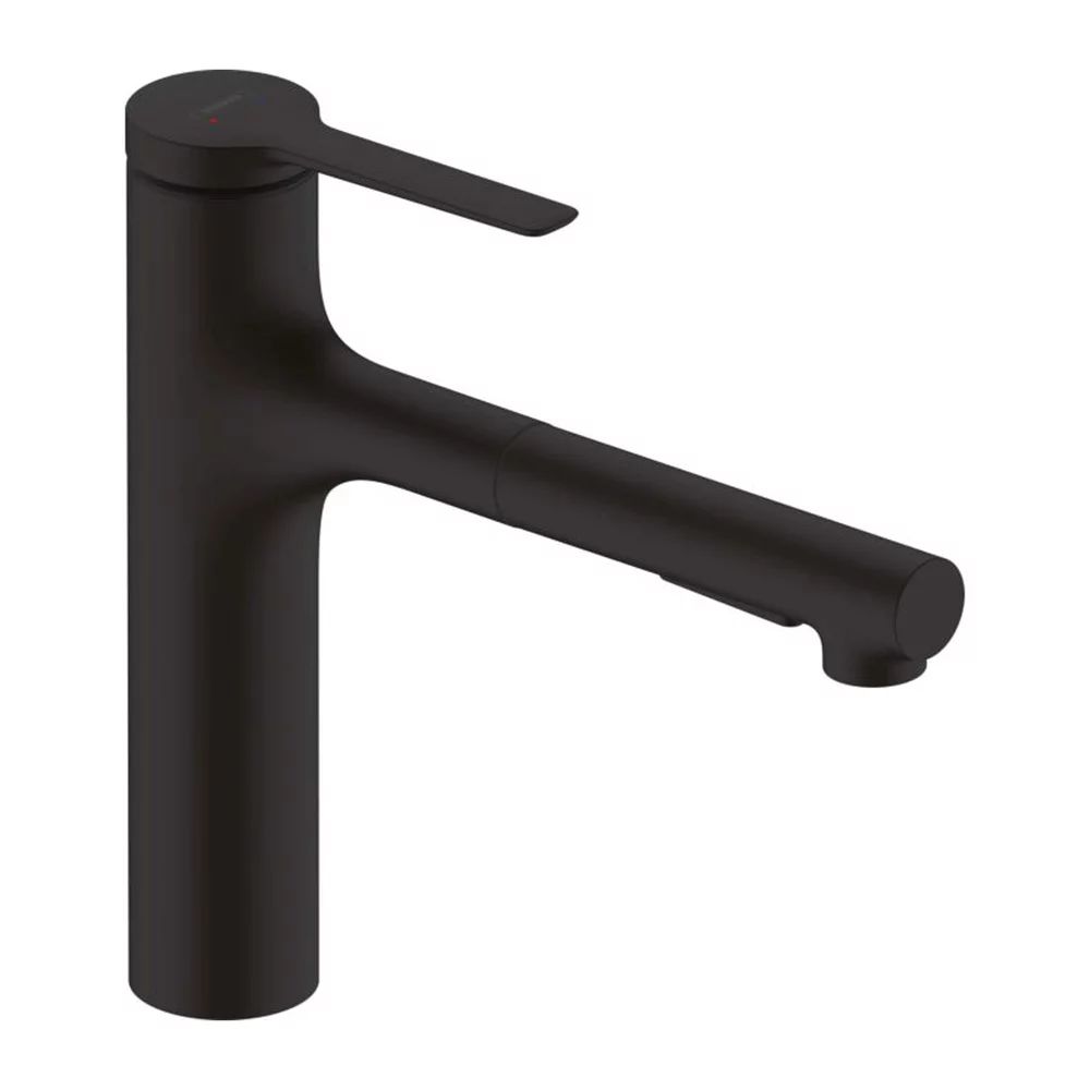 Baterie bucatarie cu dus extractibil Hansgrohe Zesis M33 160 negru mat 2 tipuri de jet