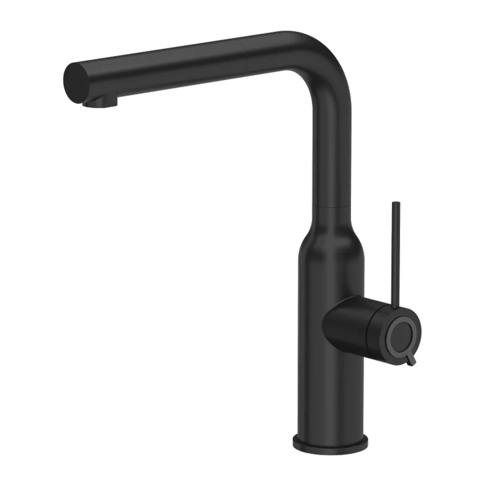 Baterie bucatarie cu dus extractibil Quadron Unique Q-Line Angelina finisaj negru carbon
