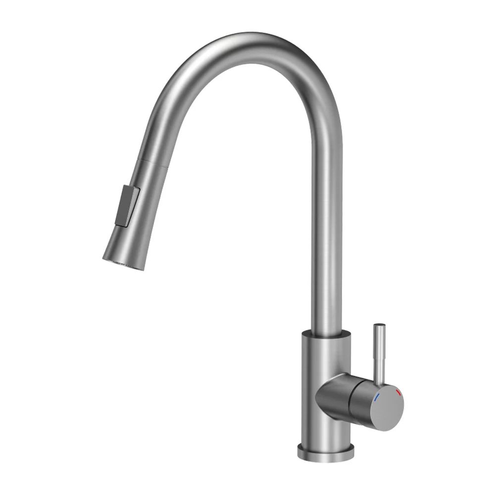 Baterie bucatarie cu dus extractibil Quadron Pop Julia inox mat
