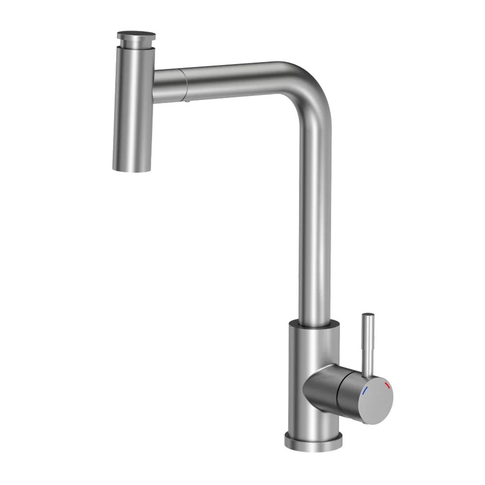 Baterie bucatarie cu dus extractibil Quadron Pop Meryl inox mat