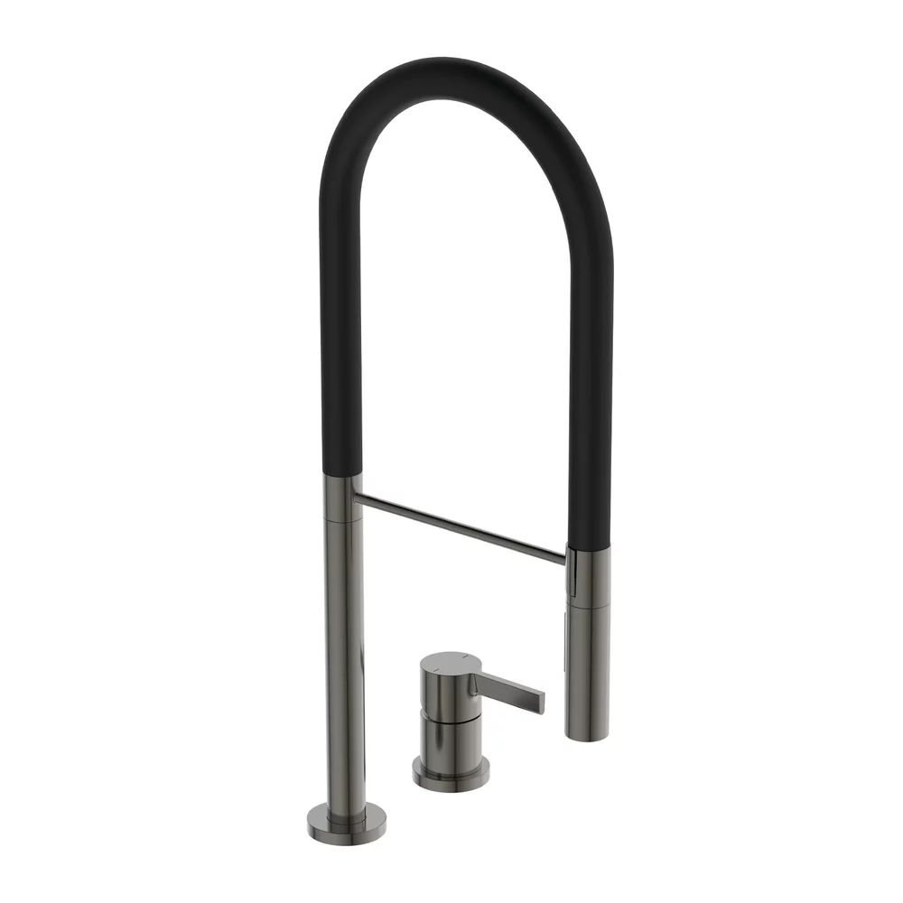 Baterie bucatarie cu pipa flexibila Ideal Standard Gusto 142 gri - negru semi-profesionala