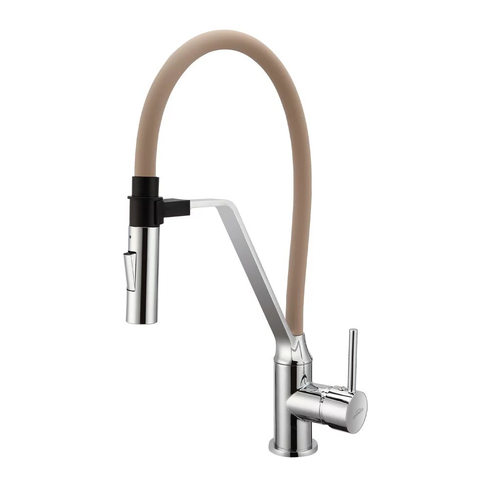 Baterie bucatarie cu pipa flexibila Invena Magnetic Sink bej - crom