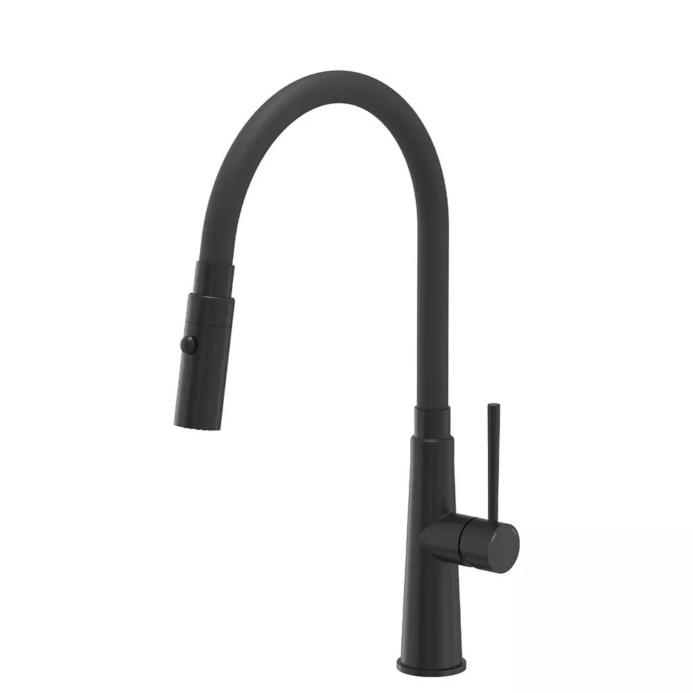 Baterie bucatarie cu pipa flexibila Quadron Pop Gina negru carbon