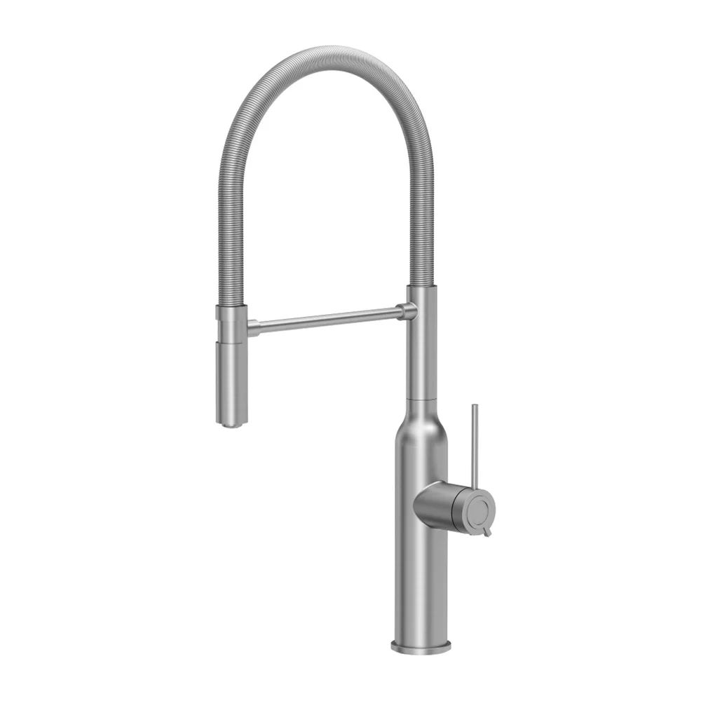 Baterie bucatarie cu pipa flexibila Quadron Unique Q-Line Marilyn finisaj inox periat