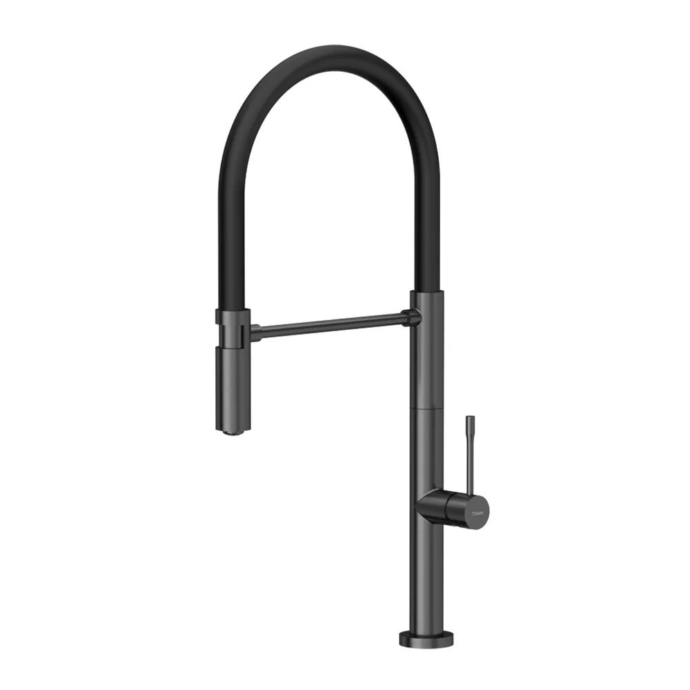 Baterie bucatarie cu pipa flexibila Quadron Unique T-Line Margot grafit metalizat