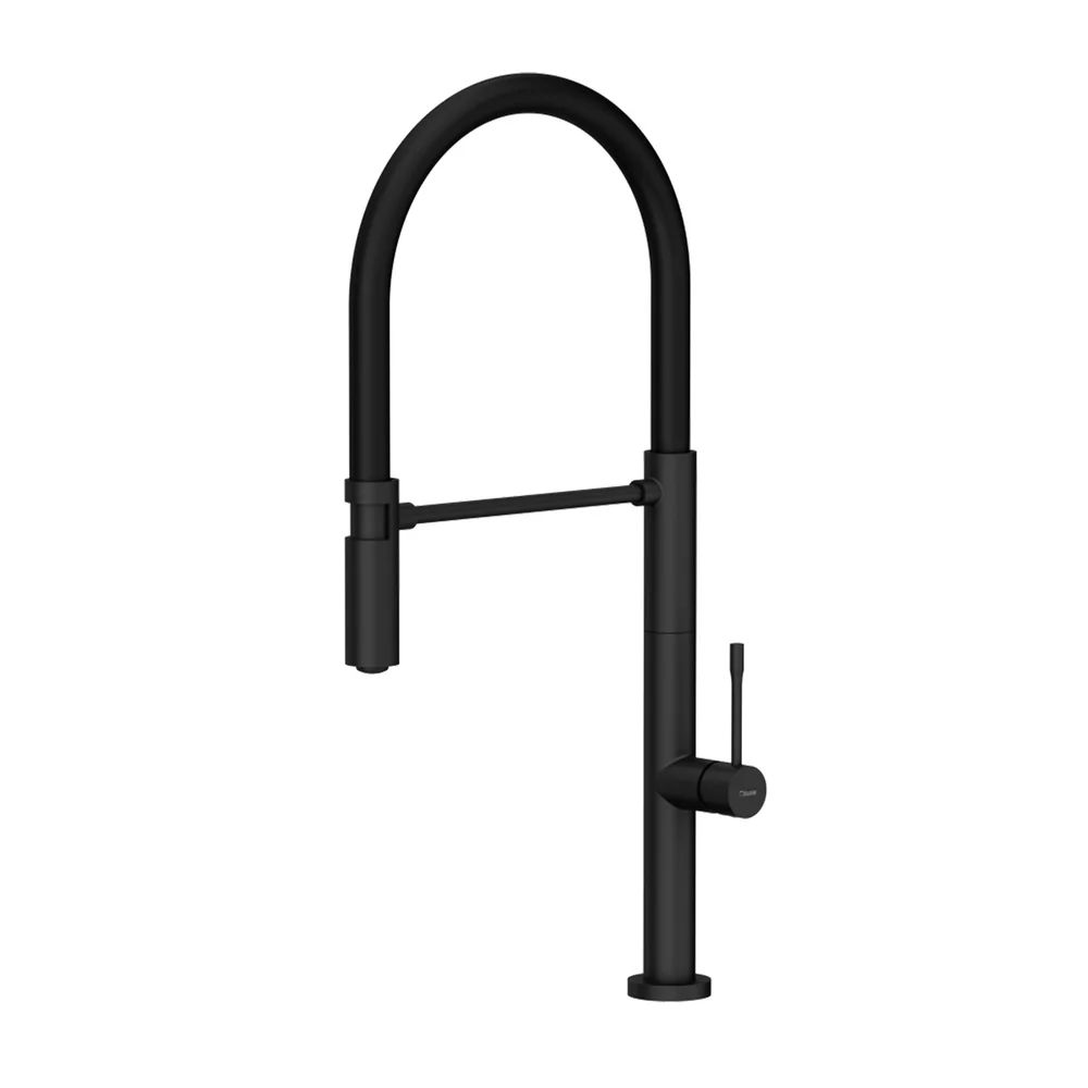 Baterie bucatarie cu pipa flexibila Quadron Unique T-Line Margot negru carbon