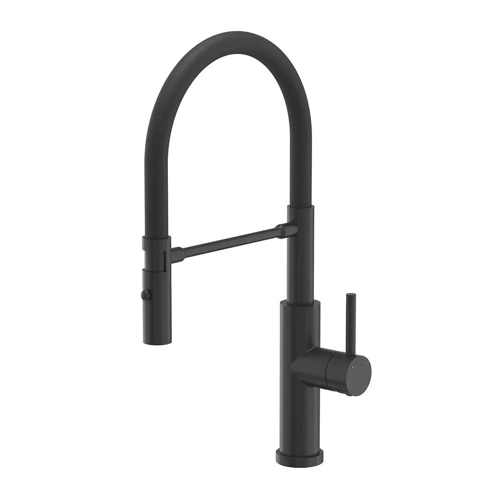 Baterie bucatarie cu pipa flexibila Quadron Unique Andy negru carbon