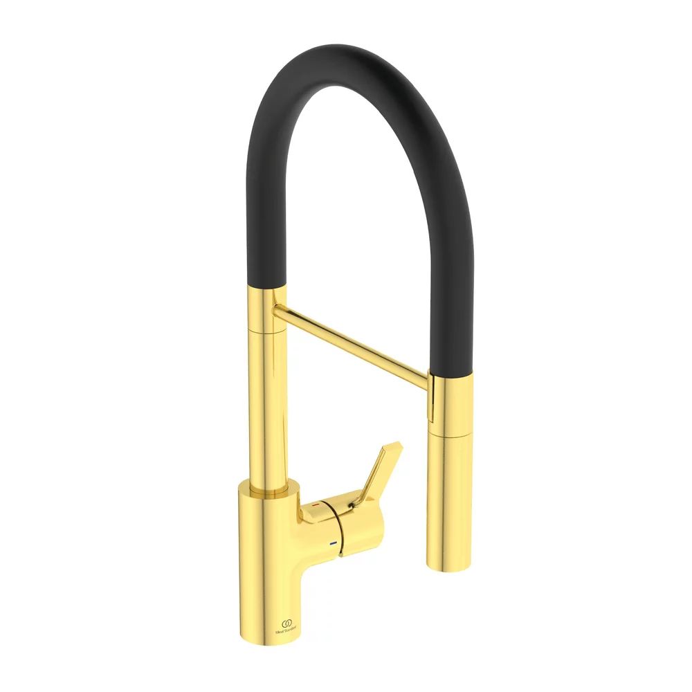 Baterie bucatarie cu pipa flexibila semi-profesionala Ideal Standard Gusto 142 auriu - negru