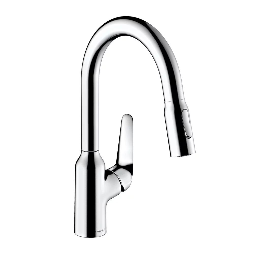 Baterie bucatarie dus extractibil Hansgrohe Focus M42 crom lucios 2 tipuri de jet
