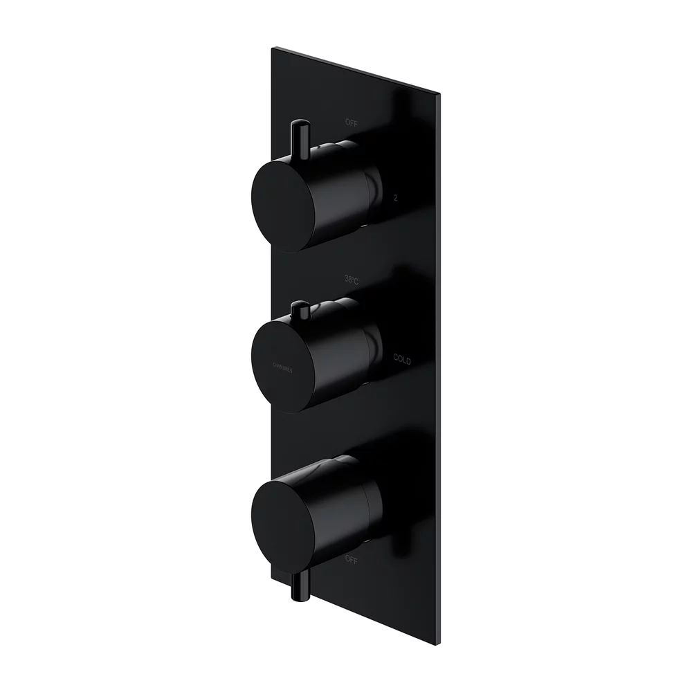 Baterie cada - dus incastrata Omnires Y termostatata negru fara corp ingropat