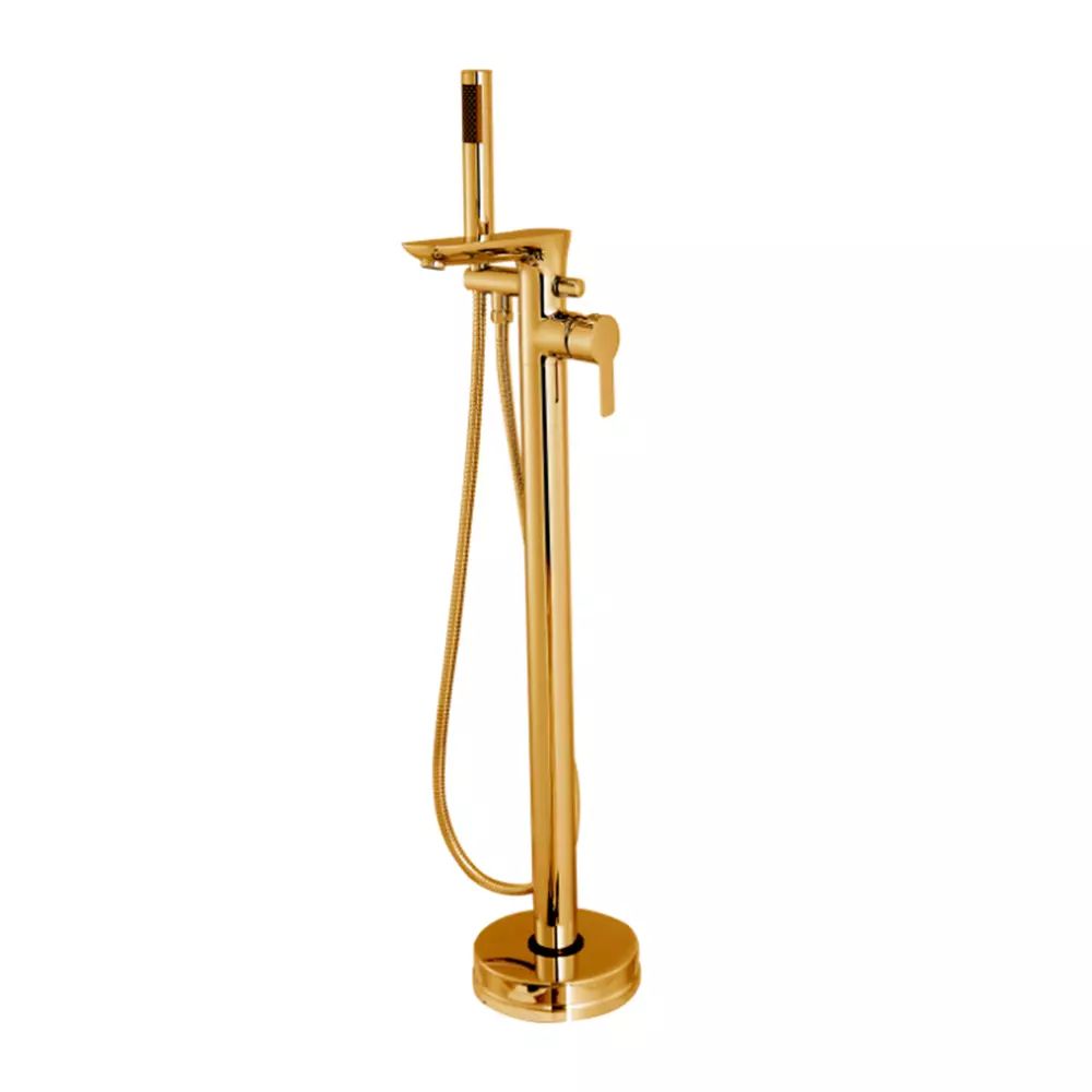 Baterie cada - dus freestanding Invena Glamour auriu lucios