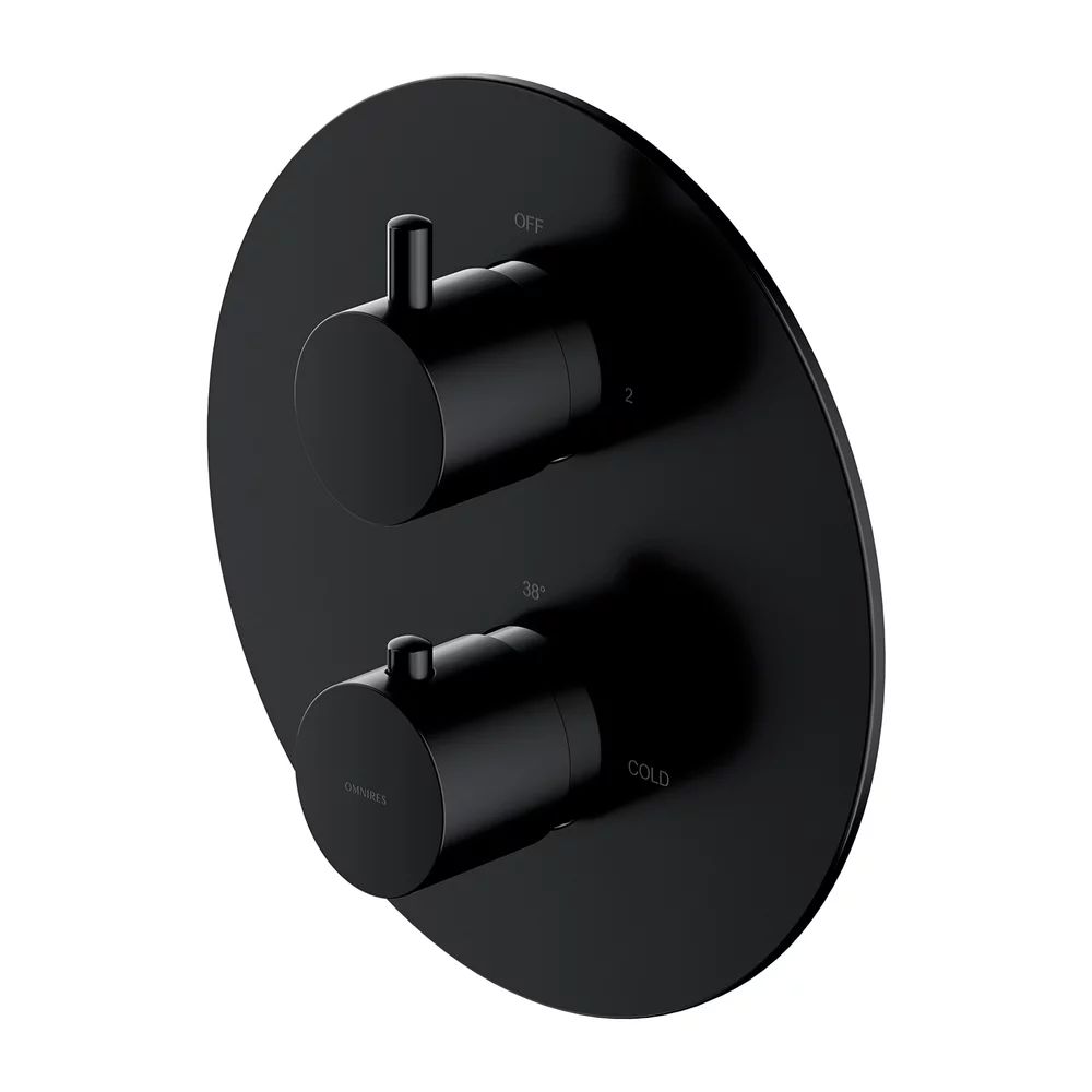 Baterie cada - dus incastrata Omnires Y termostatata negru mat fara corp ingropat