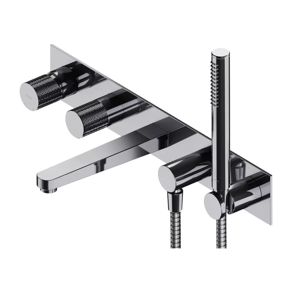Baterie cada - dus incastrata Omnires Contour 5 orificii cu corp ingropat si set de dus
