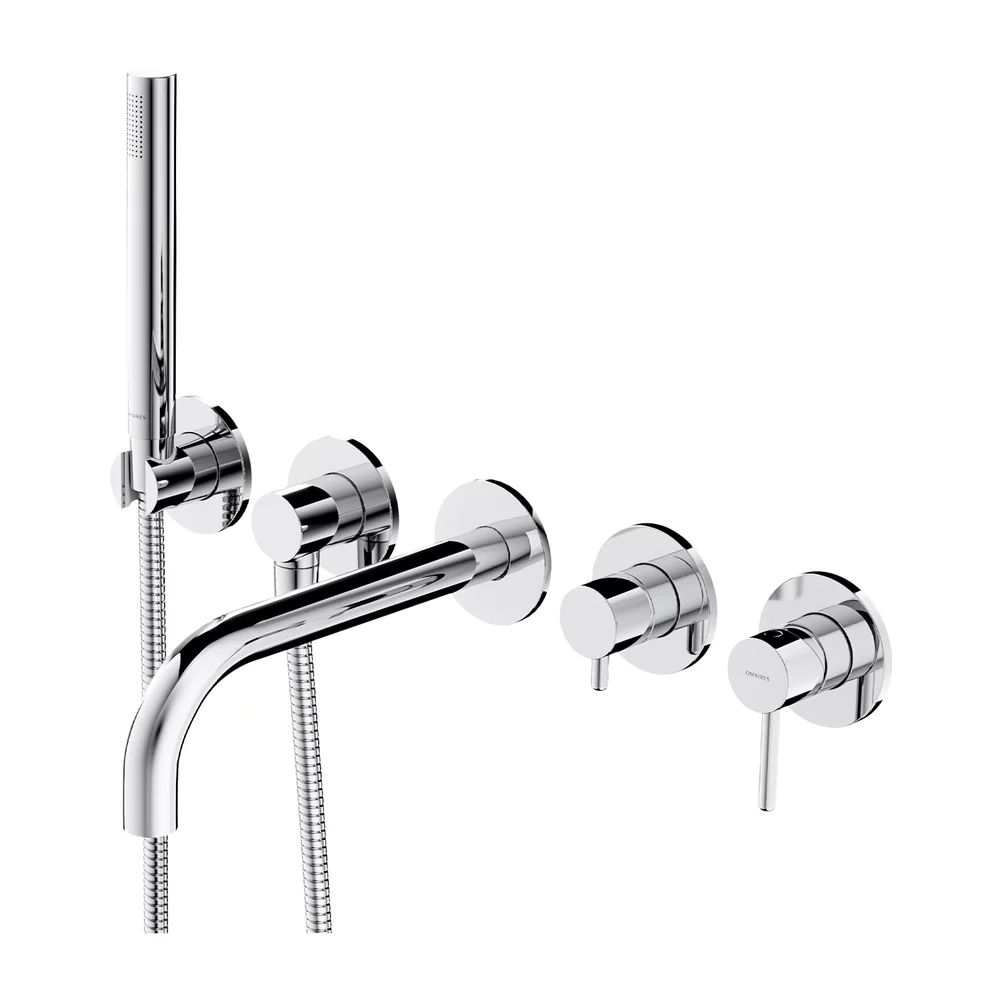 Baterie cada - dus incastrata Omnires Y 5 orificii cu corp ingropat si set de dus