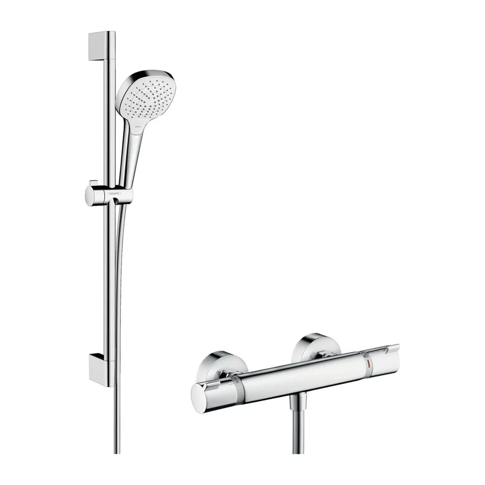 Baterie dus termostatata Hansgrohe Croma Select E crom cu set de dus