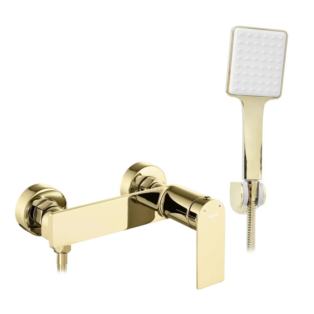Baterie dus Rea Storm monocomanda auriu lucios cu set de dus