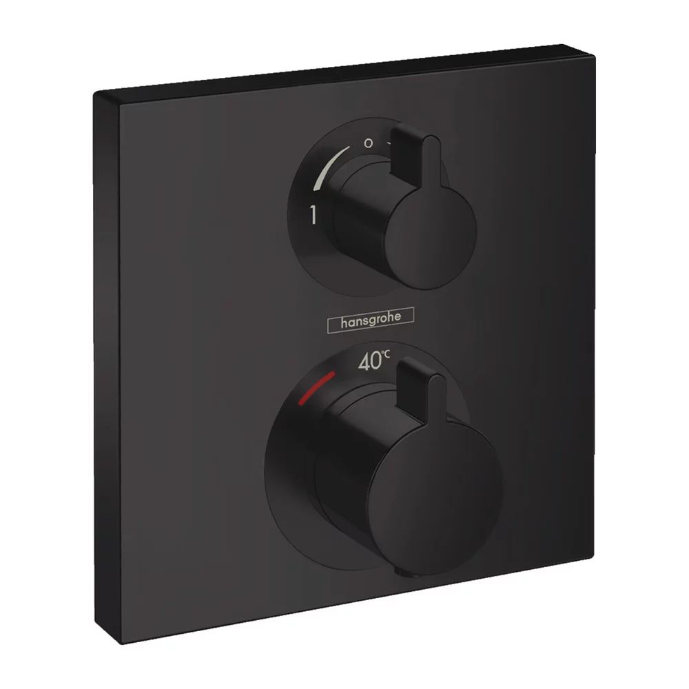 Baterie dus termostatata Hansgrohe Ecostat Square cu montaj incastrat 2 functii negru mat