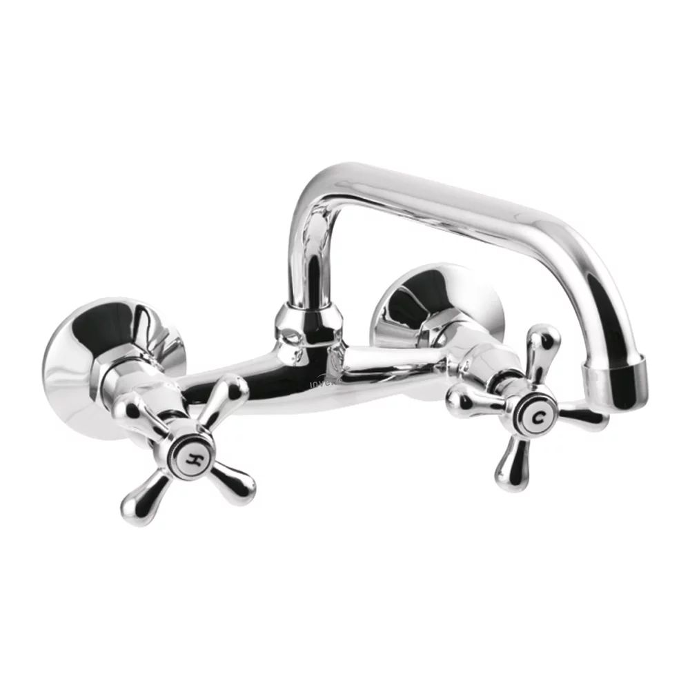 Baterie lavoar dubla comanda Invena Roma crom lucios pipa 25 cm