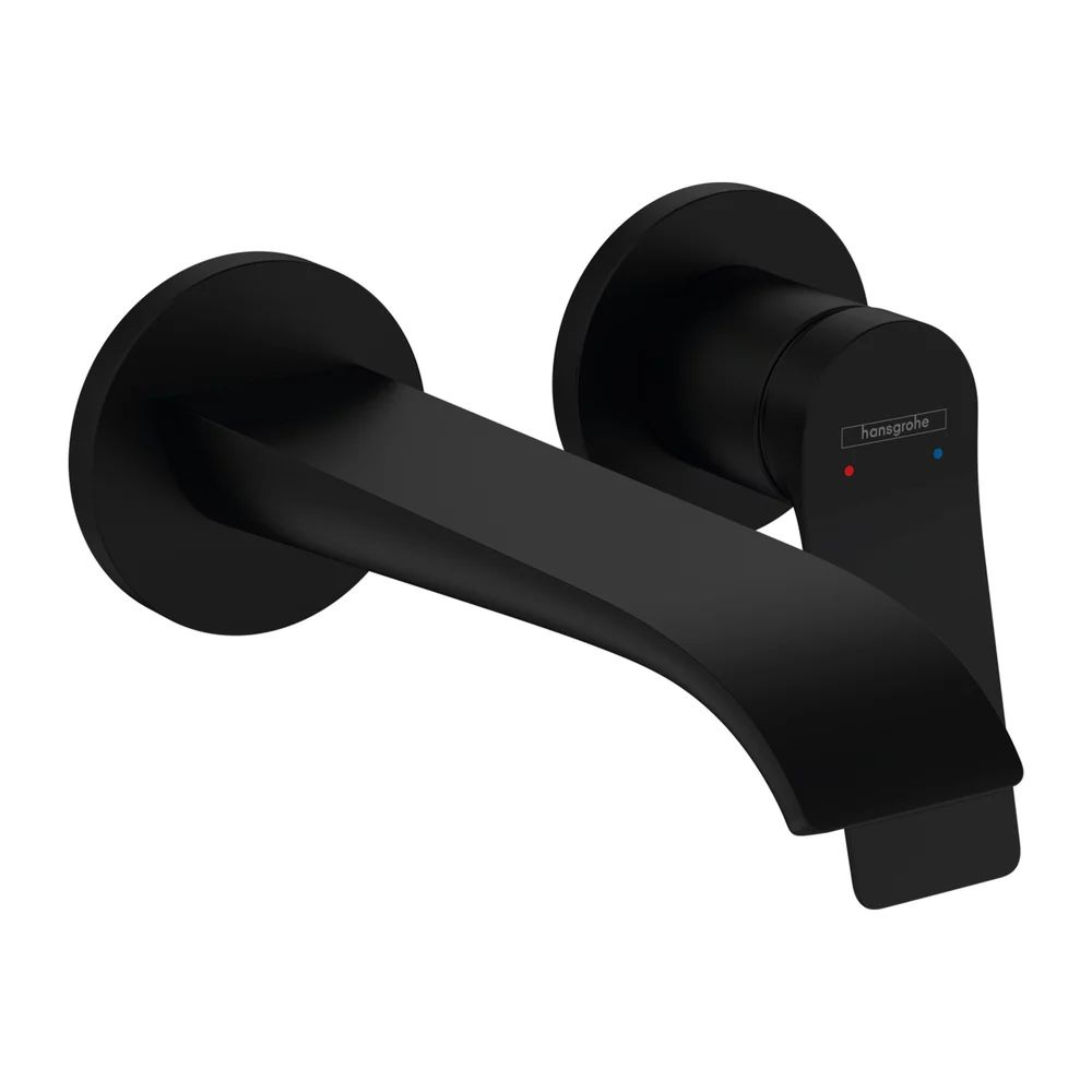 Baterie lavoar incastrata Hansgrohe Vivenis cu pipa 19.2 cm negru mat fara corp ingropat
