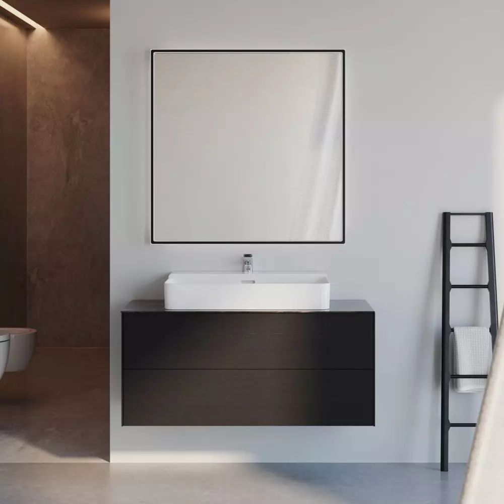 Blat ceramic pentru lavoar Ideal Standard Atelier Conca 120 cm finisaj negru marmura