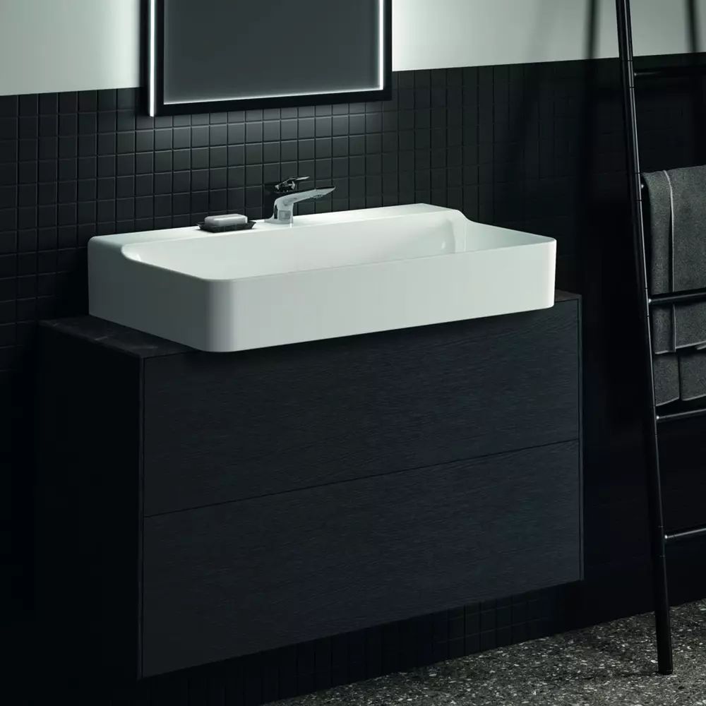 Blat ceramic pentru lavoar Ideal Standard Atelier Conca finisaj negru marmura 100 cm