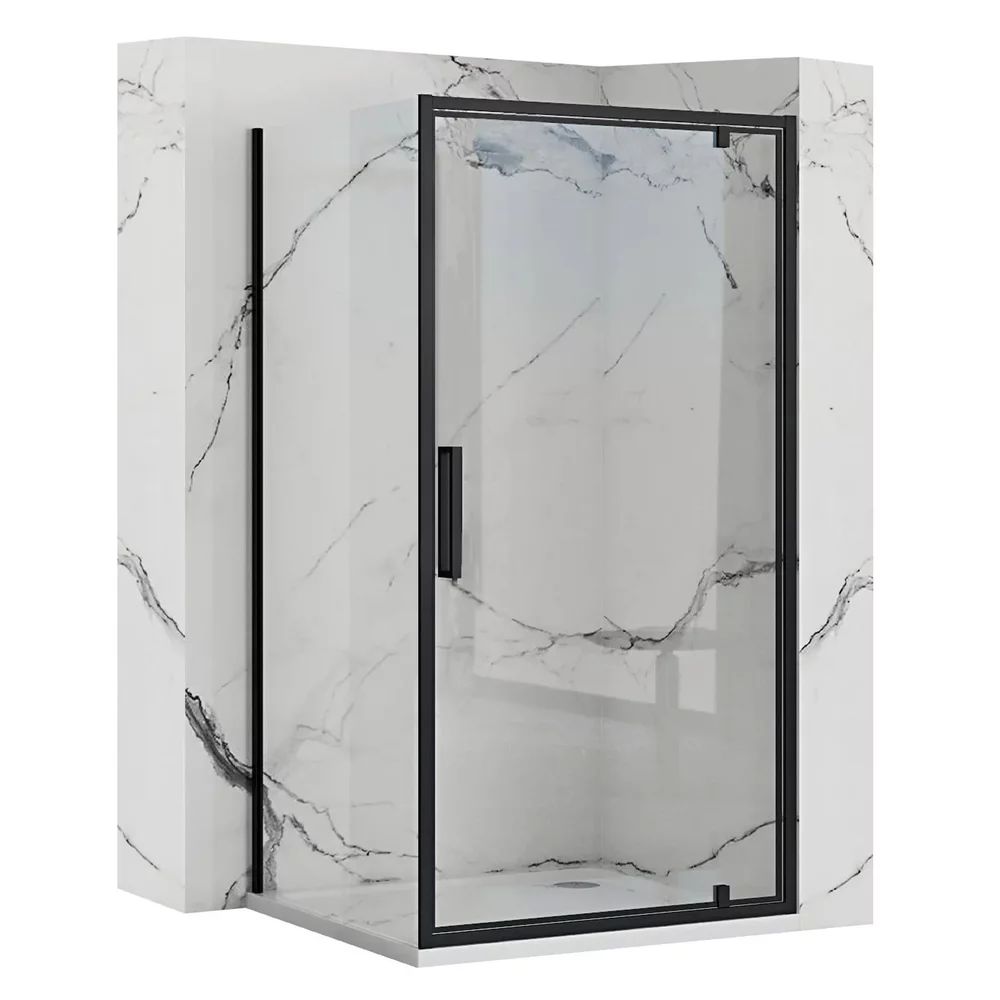 Cabina de dus dreptunghiulara cu usa pivotanta Rea Rapid Swing 80x100 negru