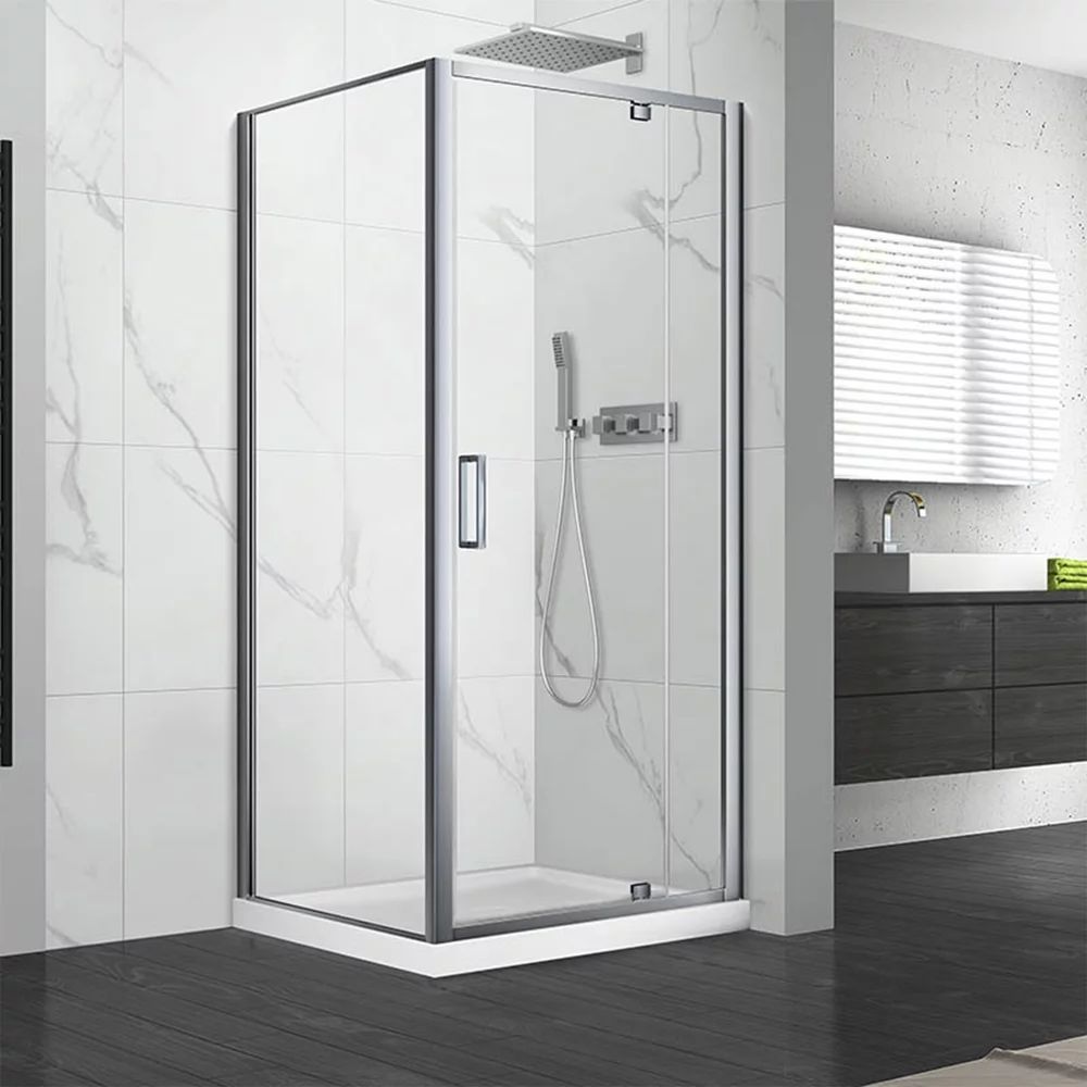Cabina de dus patrata cu usa pivotanta Fluminia Andina 80x80 crom
