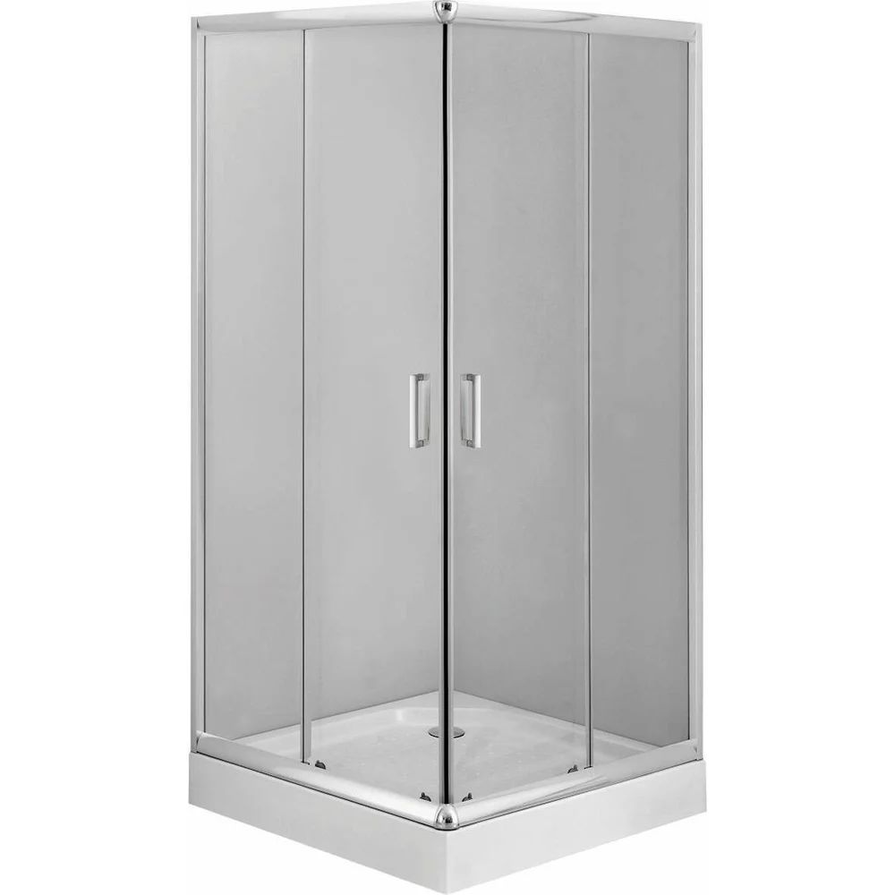 Cabina de dus patrata Deante Funkia cu usi culisante 90x90cm finisaj crom si sticla transparenta