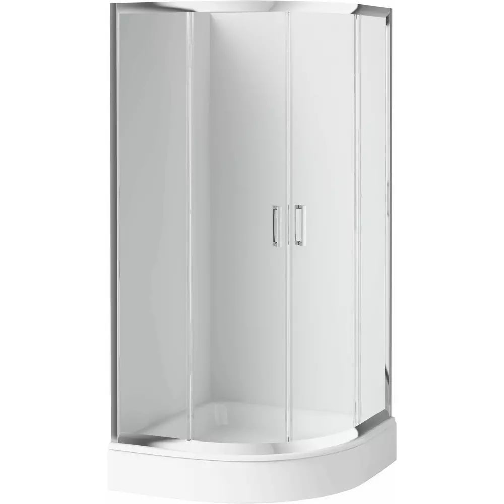 Cabina de dus semirotunda Deante Funkia cu usi culisante 80x80 cm finisaj crom cu sticla transparenta