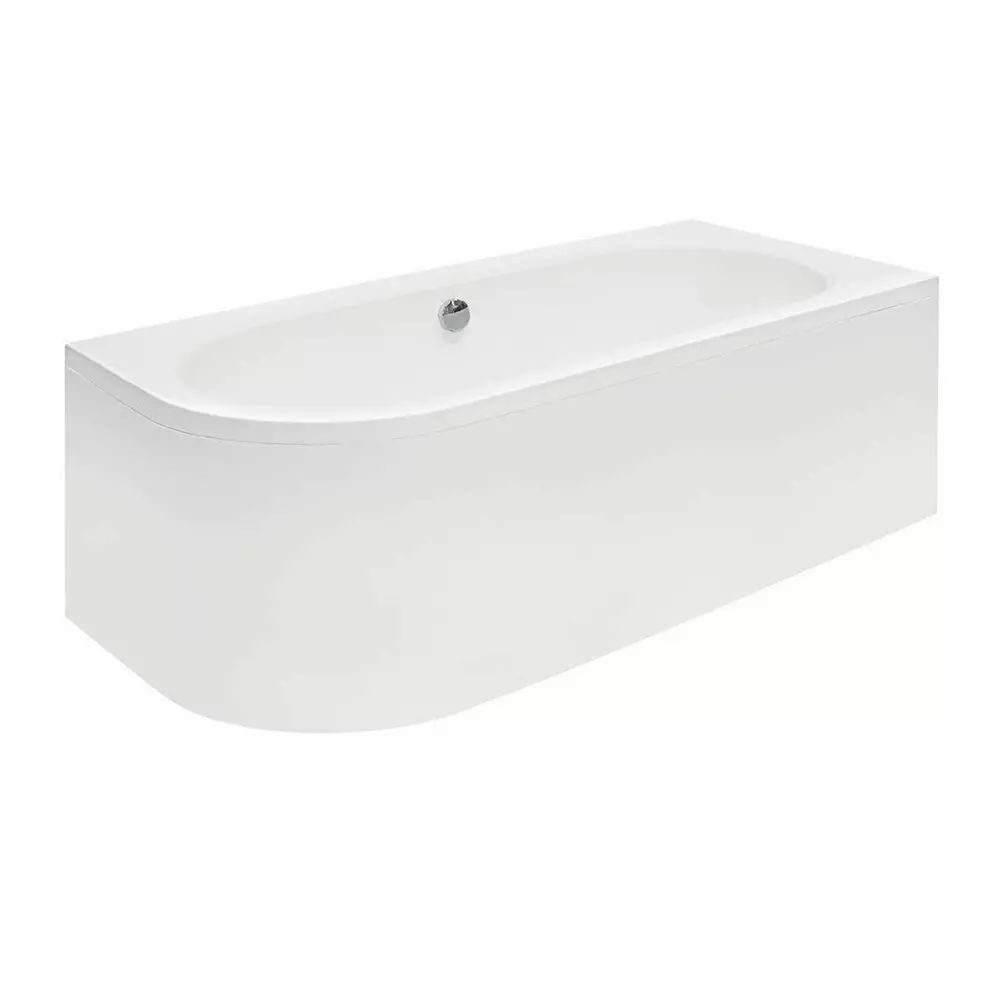 Cada asimetrica Besco Avita 160x75 cm alb lucios cu montaj dreapta