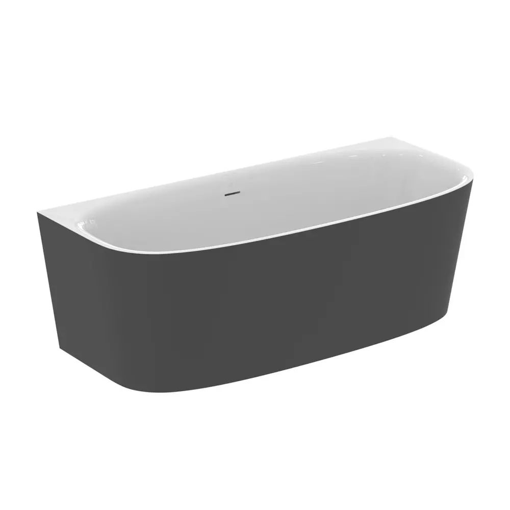 Cada freestanding Ideal Standard Atelier Dea 180x80 cm alb - negru mat lipita de perete, BTW