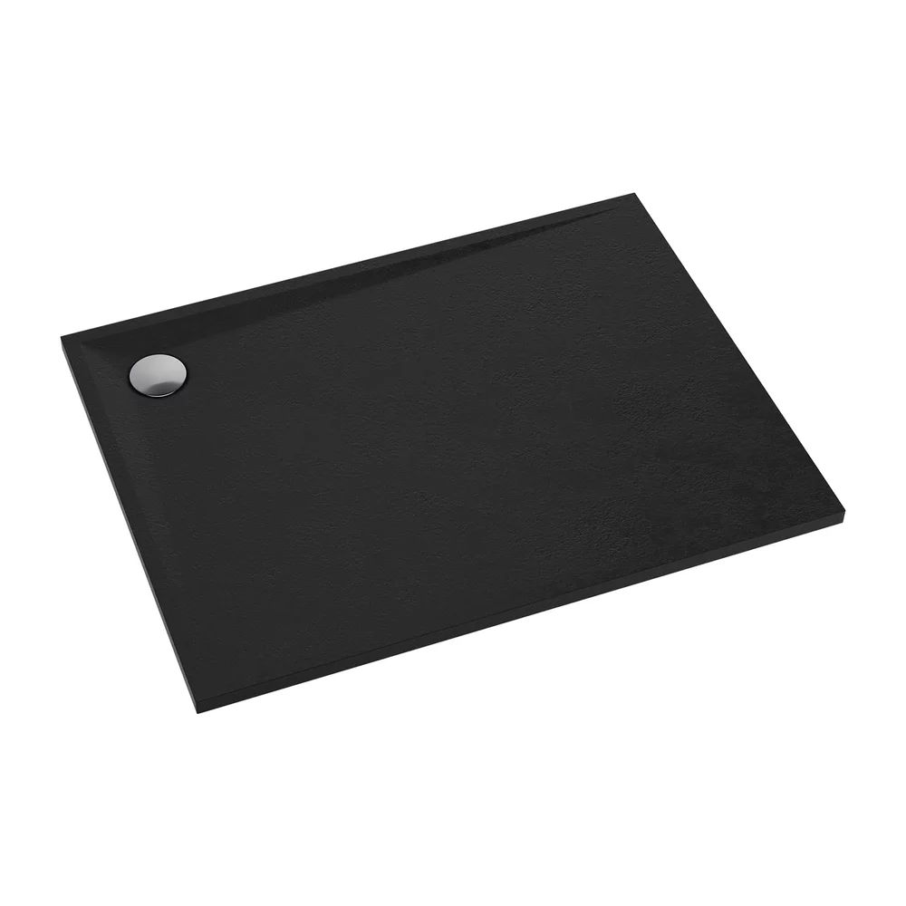 Cadita de dus dreptunghiulara din compozit Omnires Stone negru mat 90x100