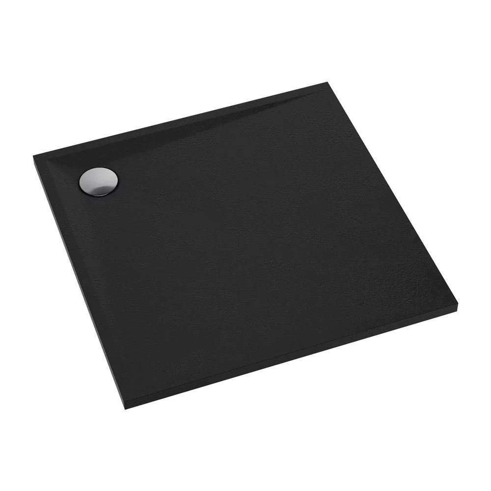 Cadita de dus patrata din compozit Omnires Stone negru mat 90x90 cm
