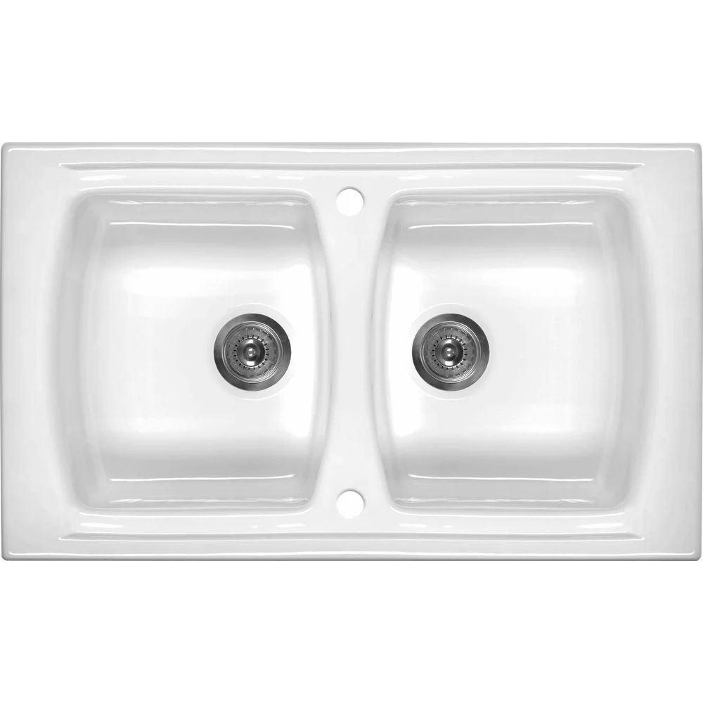 Chiuveta ceramica Deante Lusitano 2 cuve 50x86 cm alb