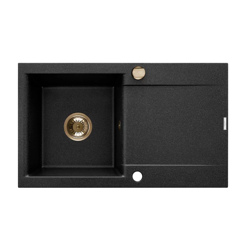 Chiuveta compozit Invena Tesalia negru - auriu 76x44 cm