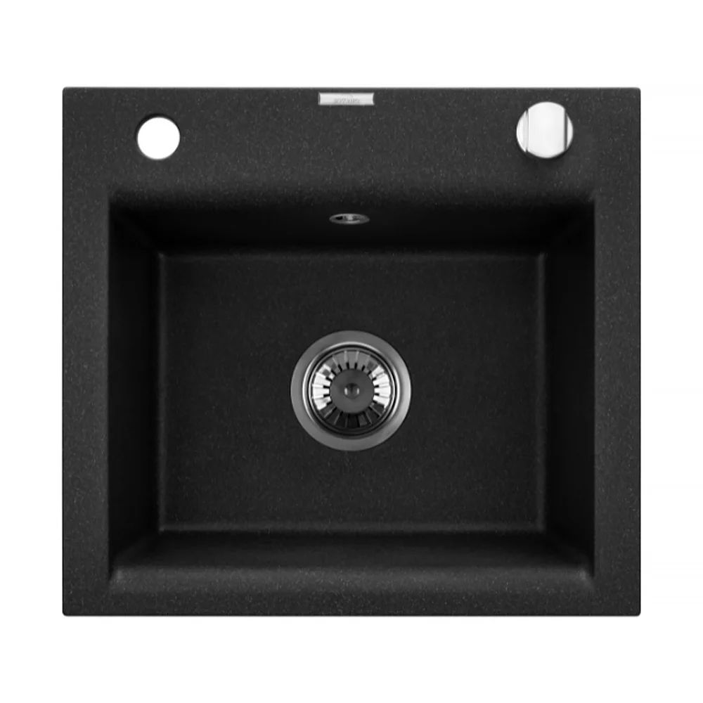 Chiuveta compozit Invena Tesalia negru - crom 48x44 cm