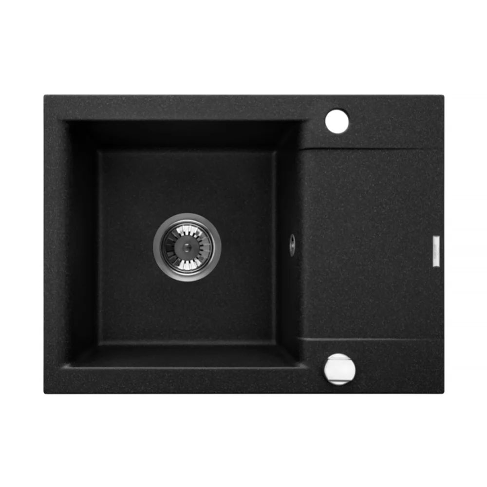 Chiuveta compozit Invena Tesalia negru - crom 59x44 cm