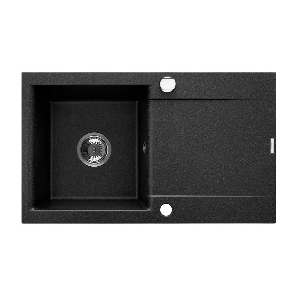 Chiuveta compozit Invena Tesalia negru - crom 76x44 cm