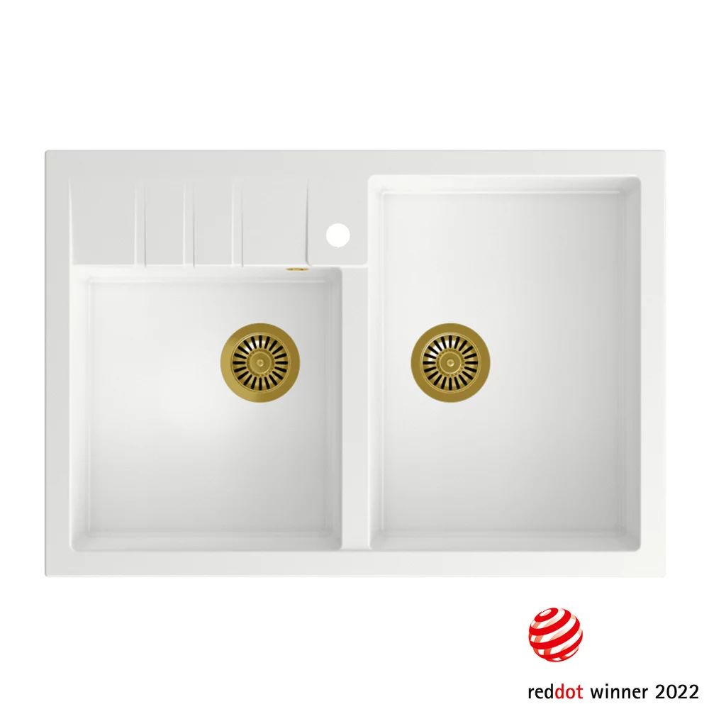 Chiuveta compozit incastrata Quadron Unique Bill 120 alb - auriu 90x62 cm