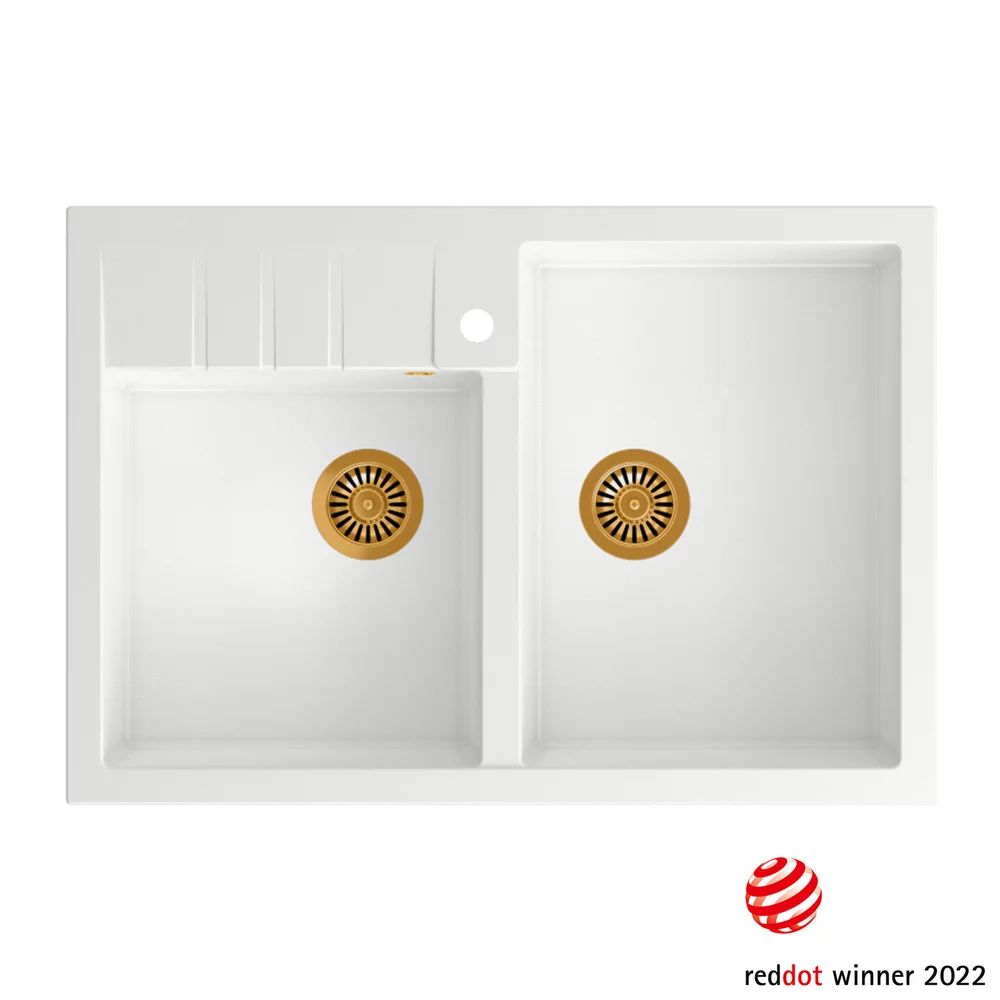 Chiuveta compozit incastrata Quadron Unique Bill 120 alb - cupru 90x62 cm