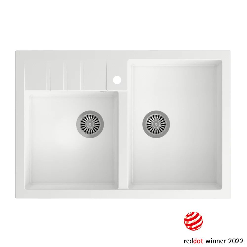 Chiuveta compozit incastrata Quadron Unique Bill 120 alb - inox 90x62 cm