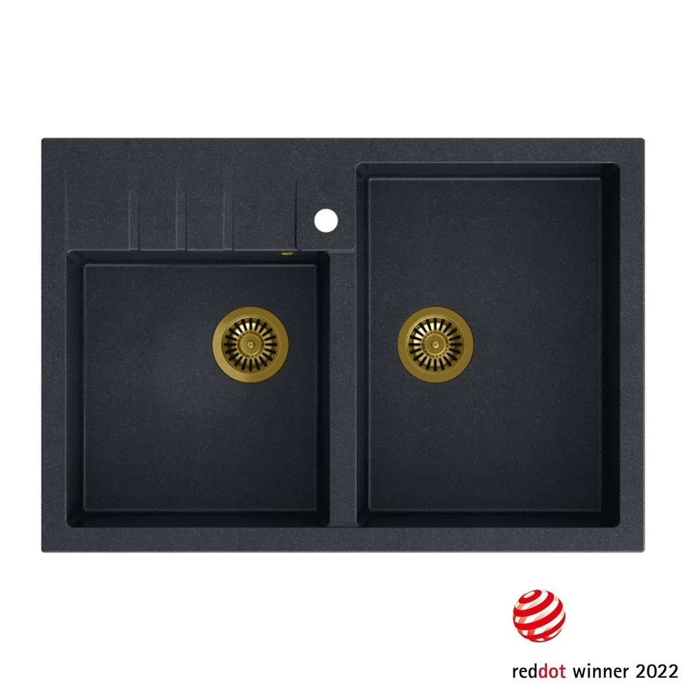 Chiuveta compozit incastrata Quadron Unique Bill 120 negru - auriu 90x62 cm