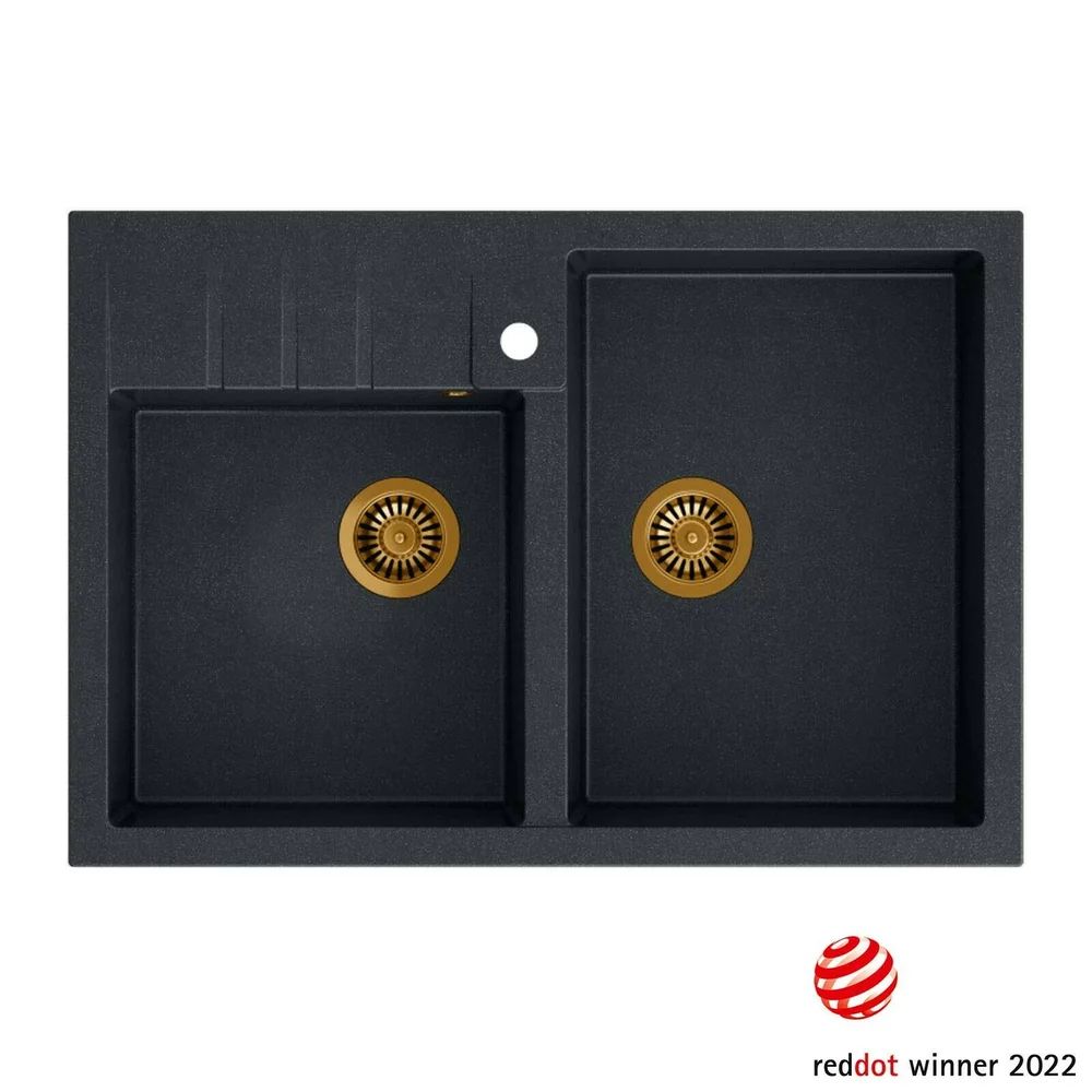Chiuveta compozit incastrata Quadron Unique, Bill 120 negru - cupru 90x62 cm