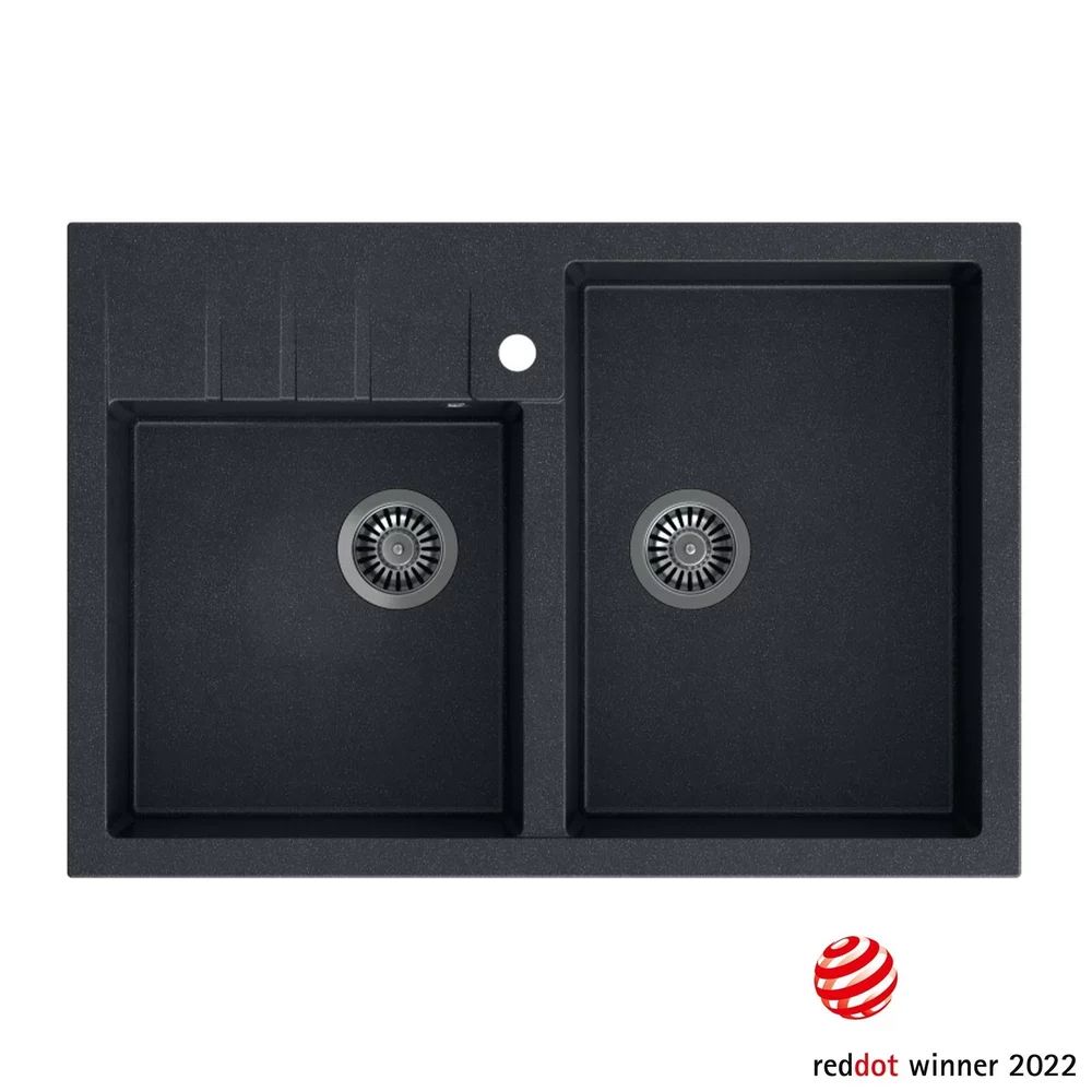 Chiuveta compozit incastrata Quadron Unique Bill 120 negru - inox 90x62 cm