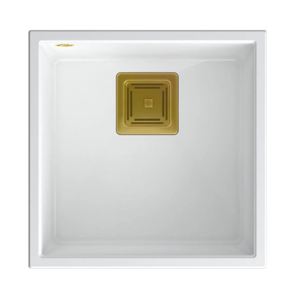 Chiuveta compozit sub blat Quadron Unique David 40 alb - auriu 42x42 cm
