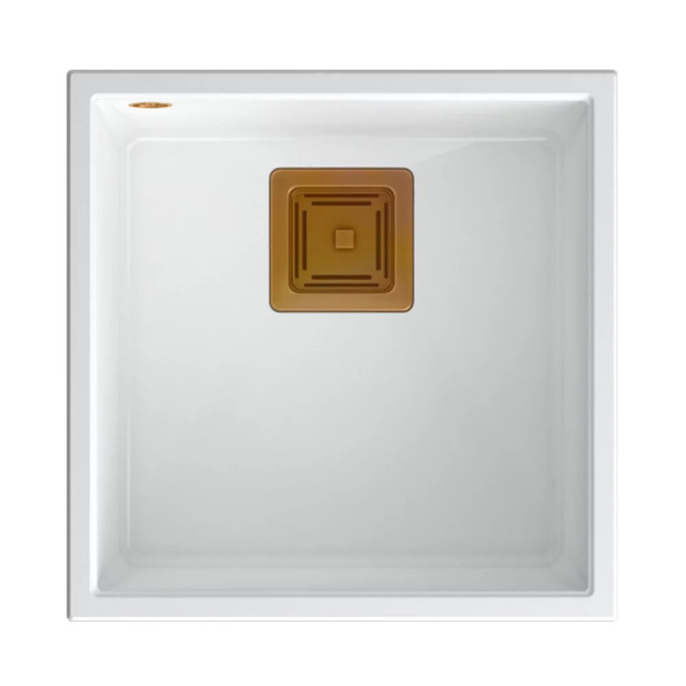 Chiuveta compozit sub blat Quadron Unique David 40 alb - cupru 42x42 cm