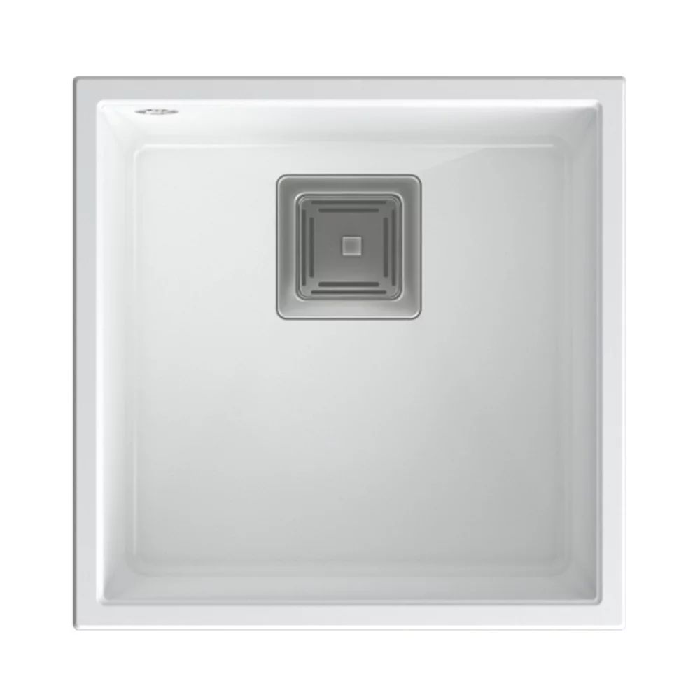 Chiuveta compozit sub blat Quadron Unique David 40 alb - inox 42x42 cm