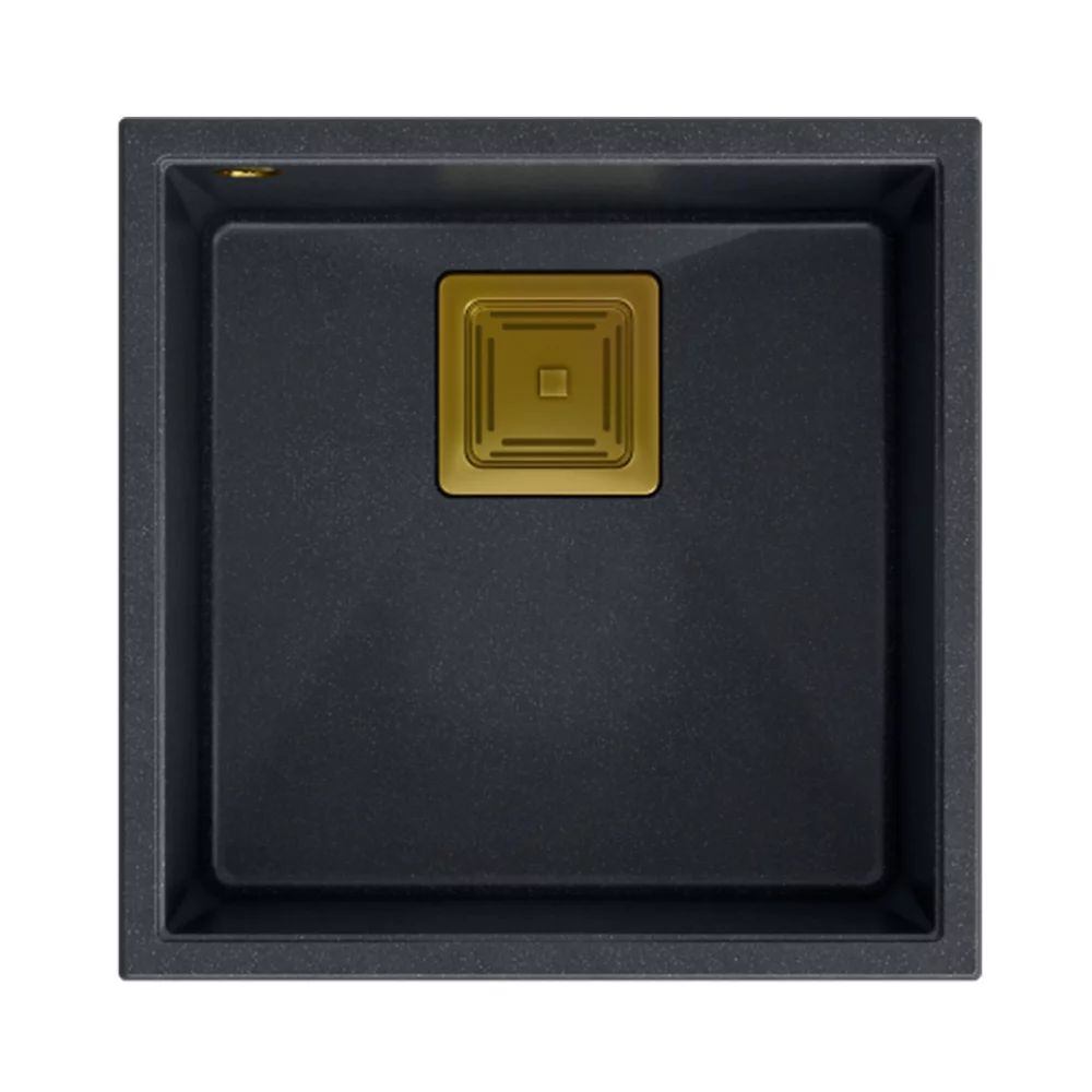 Chiuveta compozit sub blat Quadron Unique David 40 negru - auriu 42x42 cm